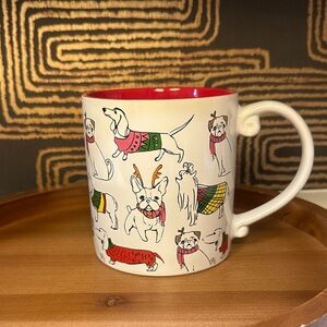 Dog-Themed Ceramic Mug with Red Interior